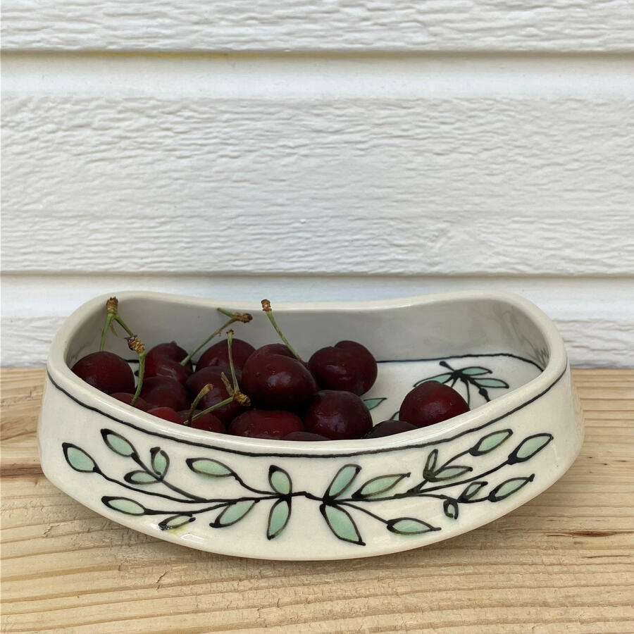 Fun Snack Dish, Shallow Bowl, Handmade Pottery